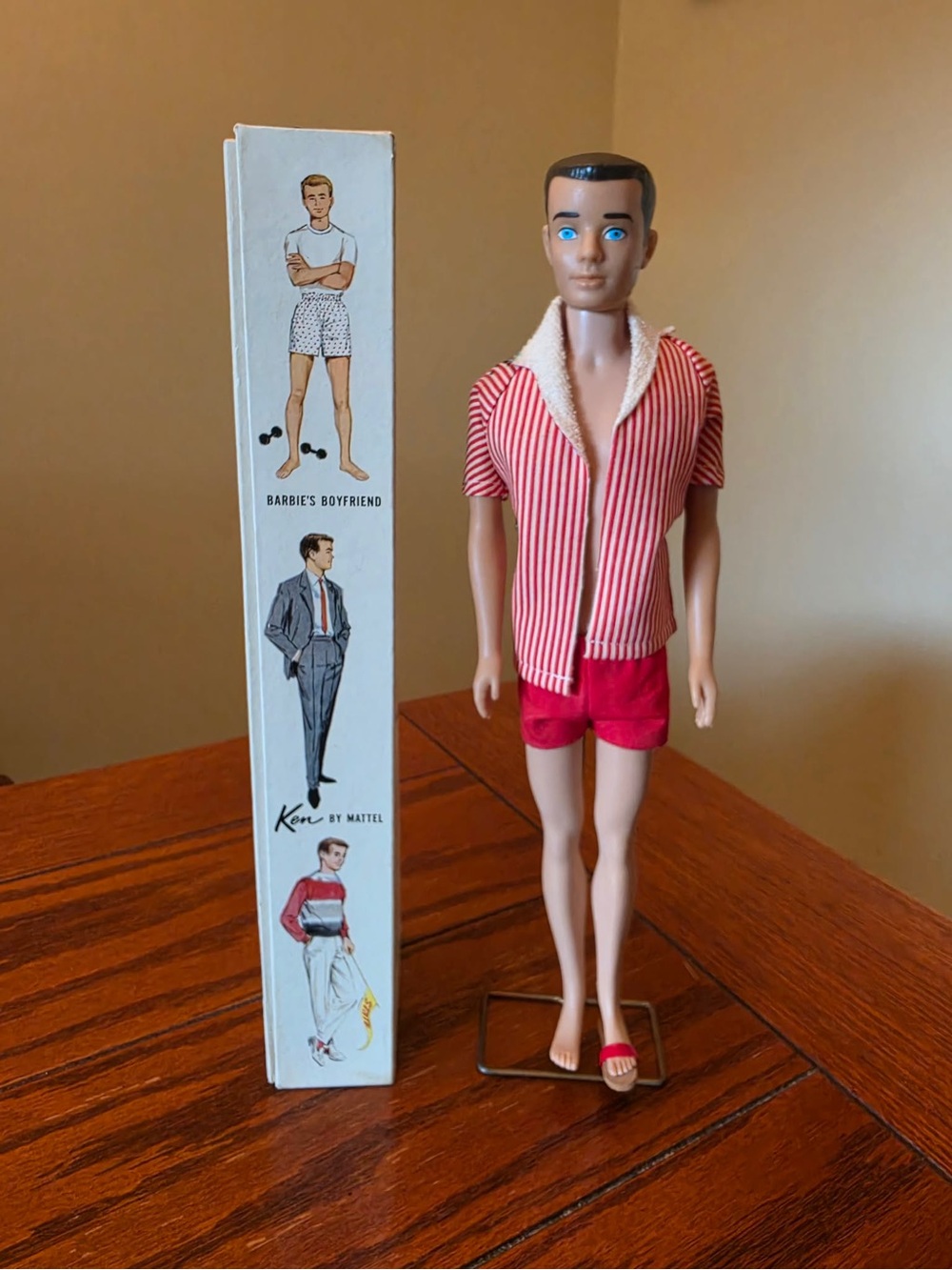Mattel Ken Doll in Red and White Striped Shirt with Red Shorts
